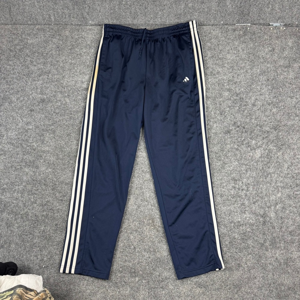 Adidas Track Pants Mens Size XL Navy Blue White Stripe Athletic Casual Fair